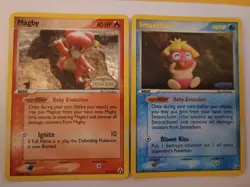 Pokemon Cards Legen Maker Magby 58/92 & Unseen Forces Smoochum 31/115 - Image 1