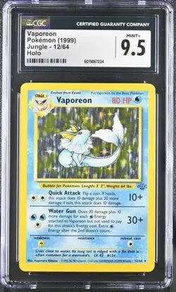 CGC 9.5 VAPOREON 12 JUNGLE HOLO POKEMON MINT + - Image 1