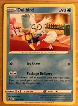 2021 Pokemon TCG Chilling Reign Sword & Shield Delibird 032/198 NM - Image 1