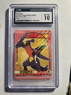 CGC 10 Garchomp Holo #21 Marumiya Scarlet & Violet Stickers Pokemon Card - Image 1