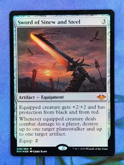 1x FOIL Sword of Sinew and Steel, NM, MH1, Magic: the Gathering, MtG - Image 1