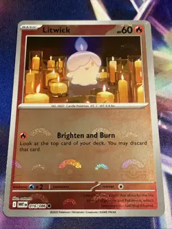 Pokemon TCG Litwick 016/086 Poke Ball Holo Rare White Flare NM/M - Image 1
