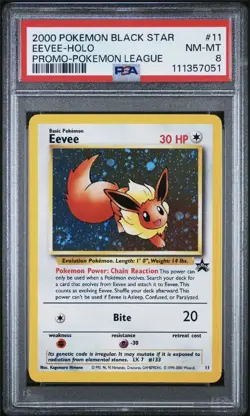 2000 Pokemon: Eevee #11 Black Star Promo Holo - PSA 8 NM-MINT - Pokemon League - Image 1