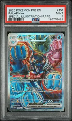 2025 POKEMON EN-PRISMATIC EVOLUTIONS #151 PALAFIN EX SPECIAL ILLUSTRATION PSA 9 - Image 1