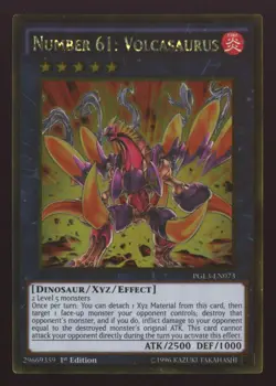 Yu-Gi-Oh! Number 61: Volcasaurus #PGL3-EN073 1st Edition Gold Rare - Image 1