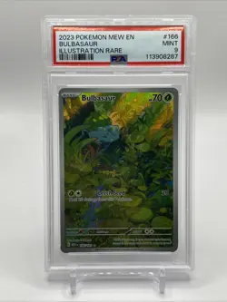 Pokemon 2023 Mew en Bulbasaur Illustration Rare Card 166/165 PSA 9 - Image 1