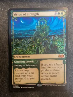 Virtue of Strength / Garenbrig Growth - Showcase - Wilds of Eldraine (MTG) - Image 1