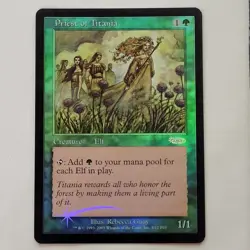 MTG Priest of Titania FNM Promo Foil Magic The Gathering LP - Image 1