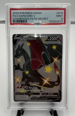 2020 Pokemon TCG Champions’ Path Shiny Charizard V 79/73 Secret PSA 9 - Image 1