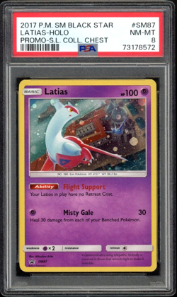 2017 Pokemon Latias Holo SM87 Shinning Legend Collectors Chest Promo PSA 8 - Image 1