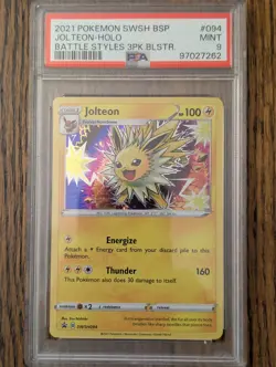 2021 Pokemon SWSH BSP Jolteon Holo #094 PSA 9 MINT - Battle Styles 3-Pack Bliste - Image 1