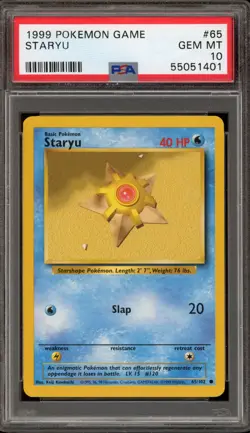 Pokemon Staryu Base Set Unlimited #65 PSA 10 Gem Mint - Image 1