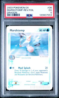 2003 POKEMON EX DRAGON 36 MARSHTOMP-REVERSE FOIL PSA 5 EXCELLENT - Image 1