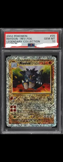 Pokemon Rhydon Reverse Foil Rare Legendary Collection 35/110 PSA 10 - Image 1