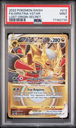 Pokemon Giratina VSTAR 212/196 PSA 9 Mint Lost Origin Gold Secret Rare FA - Image 1
