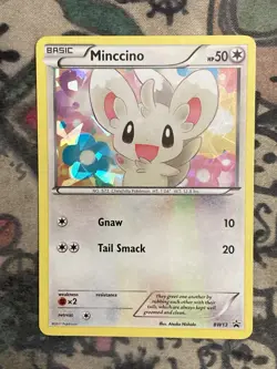 Pokemon TCG Minccino Black White BW13 Black Star Promo Cracked Ice Holo Card - Image 1