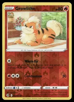 2021 Fusion Strike Set Pokemon Card 032 Growlithe Reverse Foil NM - Image 1