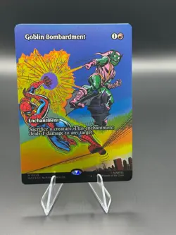 NM Borderless Foil Goblin Bombardment, MTG, Marvel's Spider-Man, Magic, 23 - Image 1