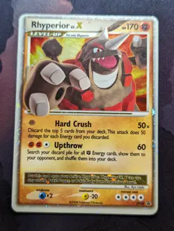 POKEMON TCG - Rhyperior LV.X Holographic Black Star Promo Card DP29 - LP - Image 1