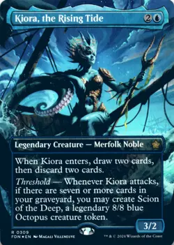 MTG Kiora, the Rising Tide (Borderless) Foil NM Foundations Magic 309 - Image 1
