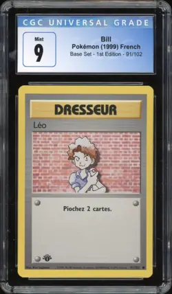 1999 Pokemon FRENCH 1st Edition Base Set Leo-Bill 91/102 CGC 9 MINT - Image 1
