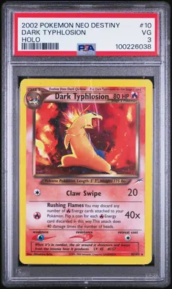 Pokemon Dark Typhlosion 10/105 PSA 3 VG Neo Destiny Unlimited Holo Rare SWIRL - Image 1