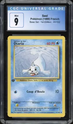 1999 Pokemon FRENCH 1st Edition Base Set Otaria-Seel 41/102 CGC 9 MINT - Image 1