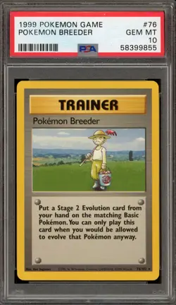 Pokemon Breeder Base Set Unlimited Rare #76 PSA 10 Gem Mint - Image 1