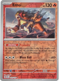 Entei 030/197 | Obsidian Flames | Rare Reverse Holo | NM Pokemon Card - Image 1