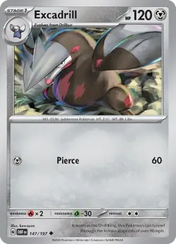 Excadrill 147/197 | Obsidian Flames | Uncommon Non Holo | NM Pokemon Card - Image 1