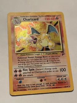 Charizard Holo 4/130 Base Set 2 Pokemon Card 2000 WOTC Vintage Swirl DMG - Image 3