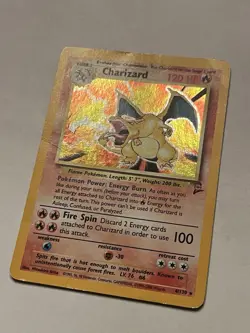 Charizard Holo 4/130 Base Set 2 Pokemon Card 2000 WOTC Vintage Swirl DMG - Image 4