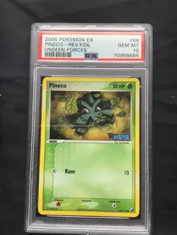 Pokemon Cards: EX Unseen Forces Reverse Holo: Pineco 66/115 PSA 10 - Image 1