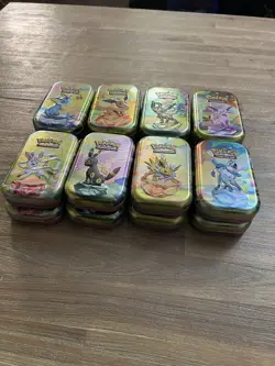 Prismatic Evolutions EMPTY Mini Tins, Complete Set (Tin/Card/Coin) - 16 Total - Image 2