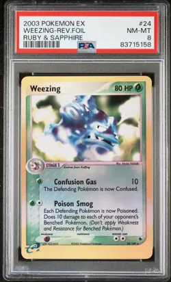 2003 Pokemon EX Ruby & Sapphire Weezing PSA 8 Reverse Holo Rev Foil 24/109 - Image 1