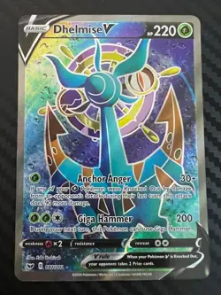 Pokemon TCG Dhelmise V Sword & Shield Base Set 187/202 Holo Full Art NM - Image 1
