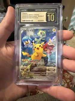 Pikachu Pre-Order Promo 001/SV-P Pokemon Chinese CGC Pristine 10 - Image 1