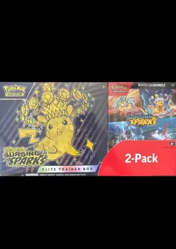 Pokemon TCG Surging Sparks ETB + Booster Bundle Costco 2-Pack Sealed - Image 1