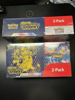 Pokemon Surging Sparks ETB & Booster Bundle Costco 2-pack New Sealed Lot of 2 - Image 1