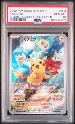 2022 POKEMON JAPANESE SV PROMO SCARLET & VIOLET PRE-ORDER #001 PIKACHU PSA 10 - Image 1