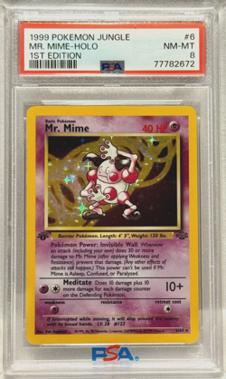 1999 POKEMON JUNGLE #6 MR MIME 1ST EDITION HOLO PSA 8 NM - MT CARD - Image 1