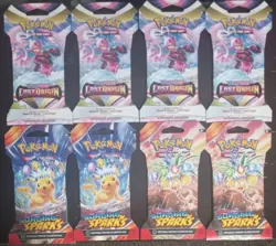8x Pokemon 4 Lost Origin, 4 Surging Sparks Sleeves Booster Pack Lot - TCG - Image 1