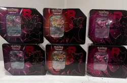 Pokemon Destined Rivals Team Rocket Tins Set of 6 Sealed Mewtwo Nidoking Persian - Image 1