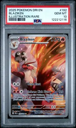 2025 Pokemon Destined Rivals EN Blaziken Illustration Rare #192 PSA 10 - Image 1