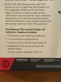 Pokemon Scarlet & Violet 151 Zapdos Ex Collection Box - New - Factory Sealed - Image 4