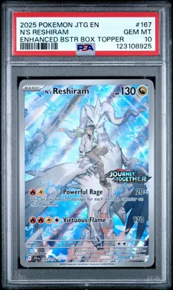 PSA 10 2025 Pokemon EN Journey Together N's Reshiram Stamped Box Topper #167 - Image 1
