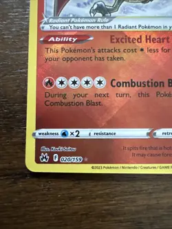 Pokemon Radiant Charizard 2023 Crown Zenith Series #020/159 NEAR MINT - Image 4