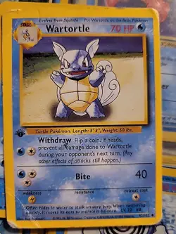 Pokemon TCG Wartortle Base Set Uncommon Card 42/102 1st Edition - Image 1