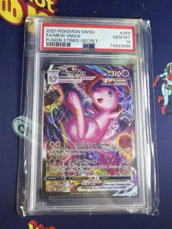 Mew VMAX Alternate Art Secret 269/264: Fusion Strike Holo Card PSA 10 - Image 1