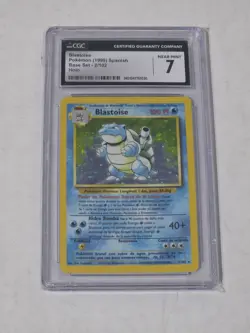 Pokemon Base Set Blastoise Holo Rare Card 2/102 Vintage, Spanish CGC 7 - Image 1
